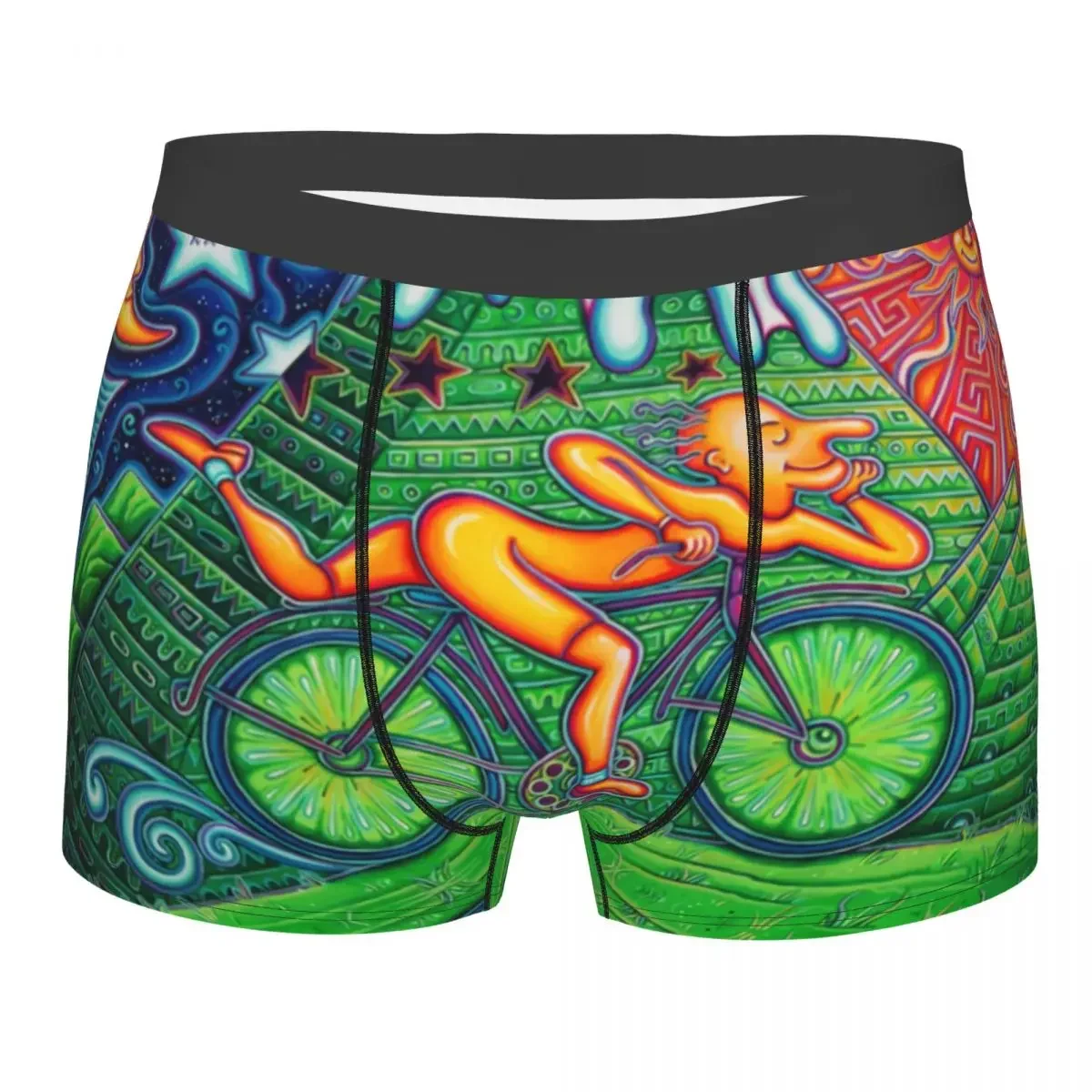 Male Fashion Albert Hoffman LSD Bicycle Day Underwear Acid Blotter Party Boxer Briefs Breathbale Shorts Panties Underpants