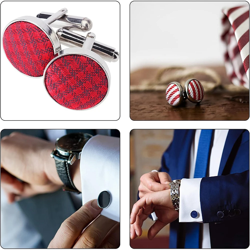 20Pcs Stainless Steel Round Cufflink Blanks With Bezel Tray Cabochon Blank Base DIY Men Shirt Cuff Links Jewelry Making Findings view 6
