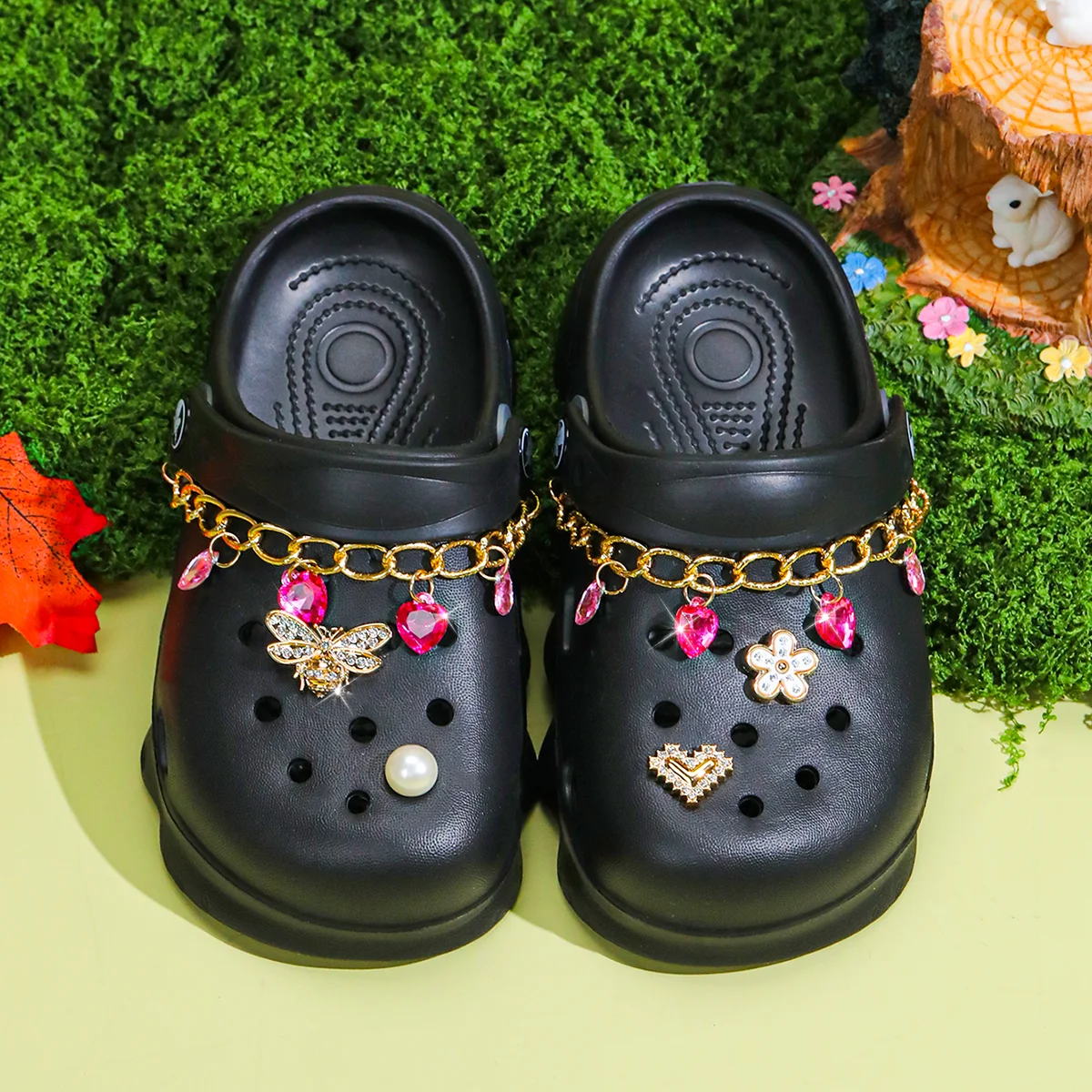 Kinder-Glitzer-Clogs, Leichte EVA-Gartenschuhe, Wasserdichte Rutschfeste Sandalen, Bequeme Slip-On Schuhe für Drinnen und Draußen 1214 – Detail 7