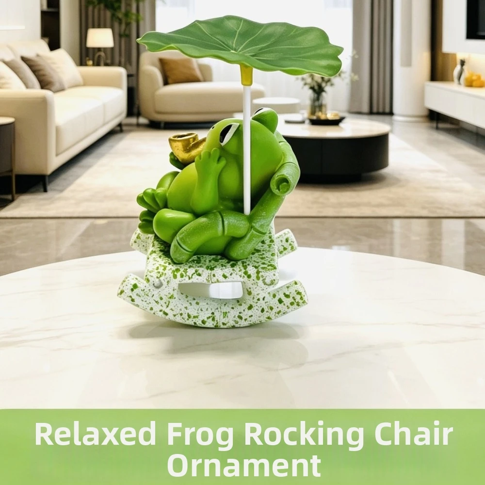 Decorative Cute Cartoon Frog Rocking Chair Ornament Resin Lotus Leaf Bobble Chair Decor Rocking Panda Sculpture Decoration Home