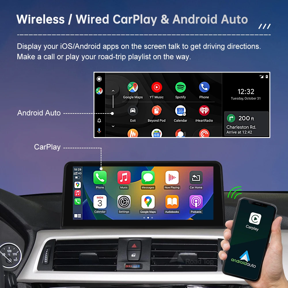 Wireless Carplay Multimedia Car Display Screen For BMW 3 4 Series F30 F31 F32 F33 F34 F36 Support Android Auto Airplay Mirroring