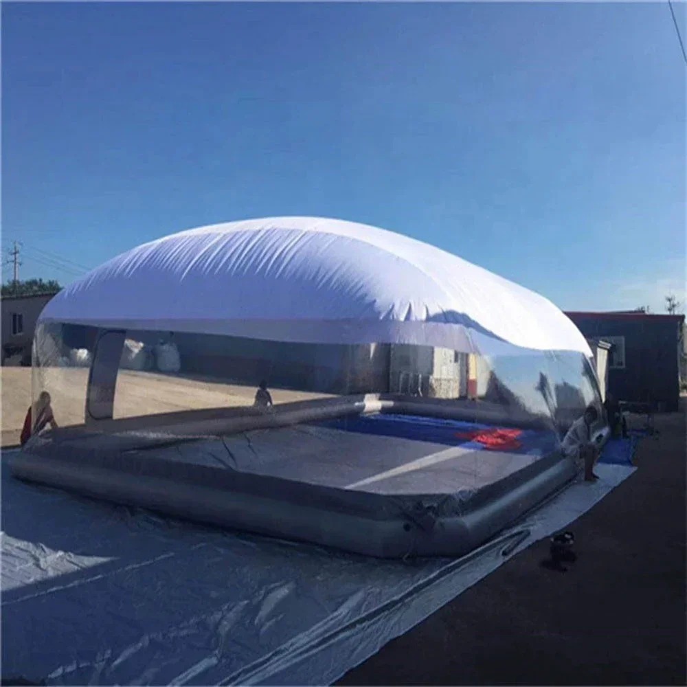 Outdoor Customized Transparent Inflatable Swimming Pool Cover Dome with White Covered Ceiling PVC Winter Circle Cover for Pool