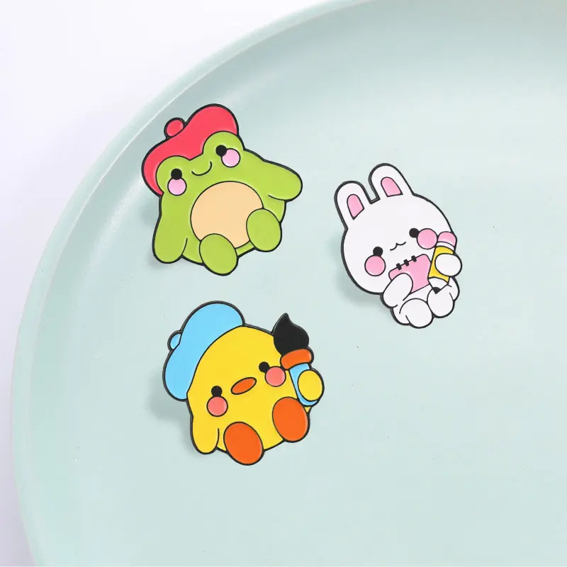 3-22 Stück/Set Cartoon-Tier-Emaille-Pins Kawaii Weltraumkatze Punk-Krähe Rotohriges Kaninchen Broschen Anime-Kätzchen-Abzeichen Schmuckgeschenke – Detail 4