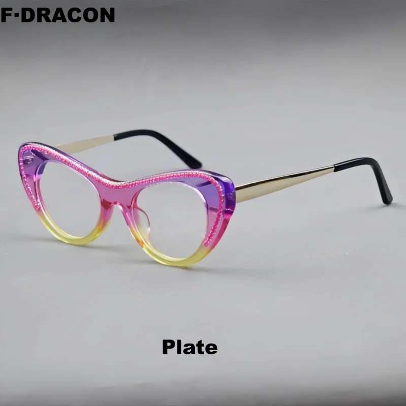 Sheet Metal Eyeglass Frame Fashionable Cat Eye Women's Eyeglass Frame New Personalized Optical Prescription Frame JF-01