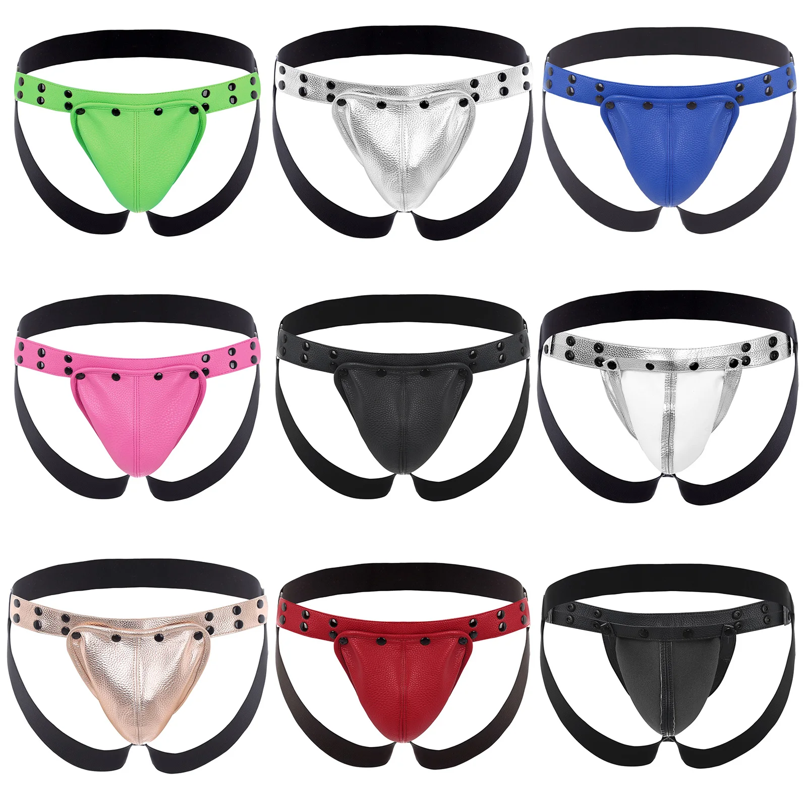 Мужские трусики-стринги из лакированной кожи с эффектом металлик, съемный выпуклый чехол, бандаж, нижнее белье, трусы, сексуальное нижнее белье, трусы