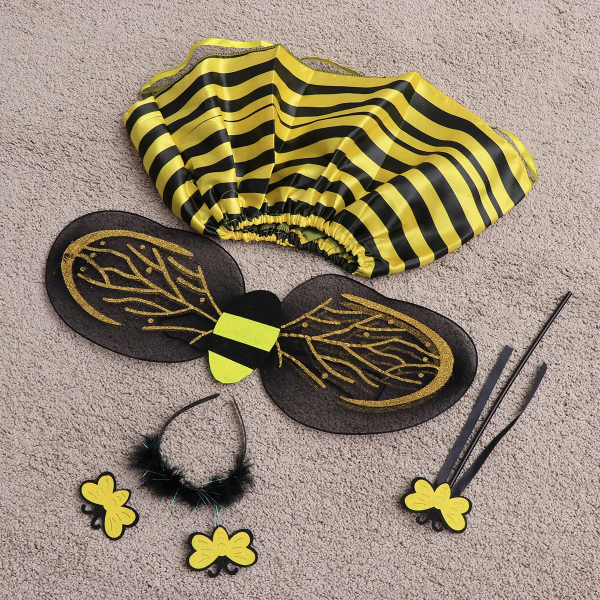 

4 шт., комплект костюма пчелиной феи для принцессы, юбка-пачка, повязка на голову, палочка, светящийся дизайн, косплей, вечеринка, подарок на день рождения, ролевая игра