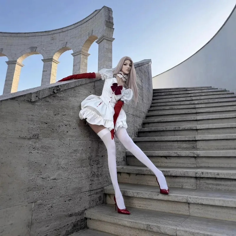 

Gothic Bloody Doll Lolita Maid Costume, Halloween Cosplay Costume Ghost Servant Movie Costume