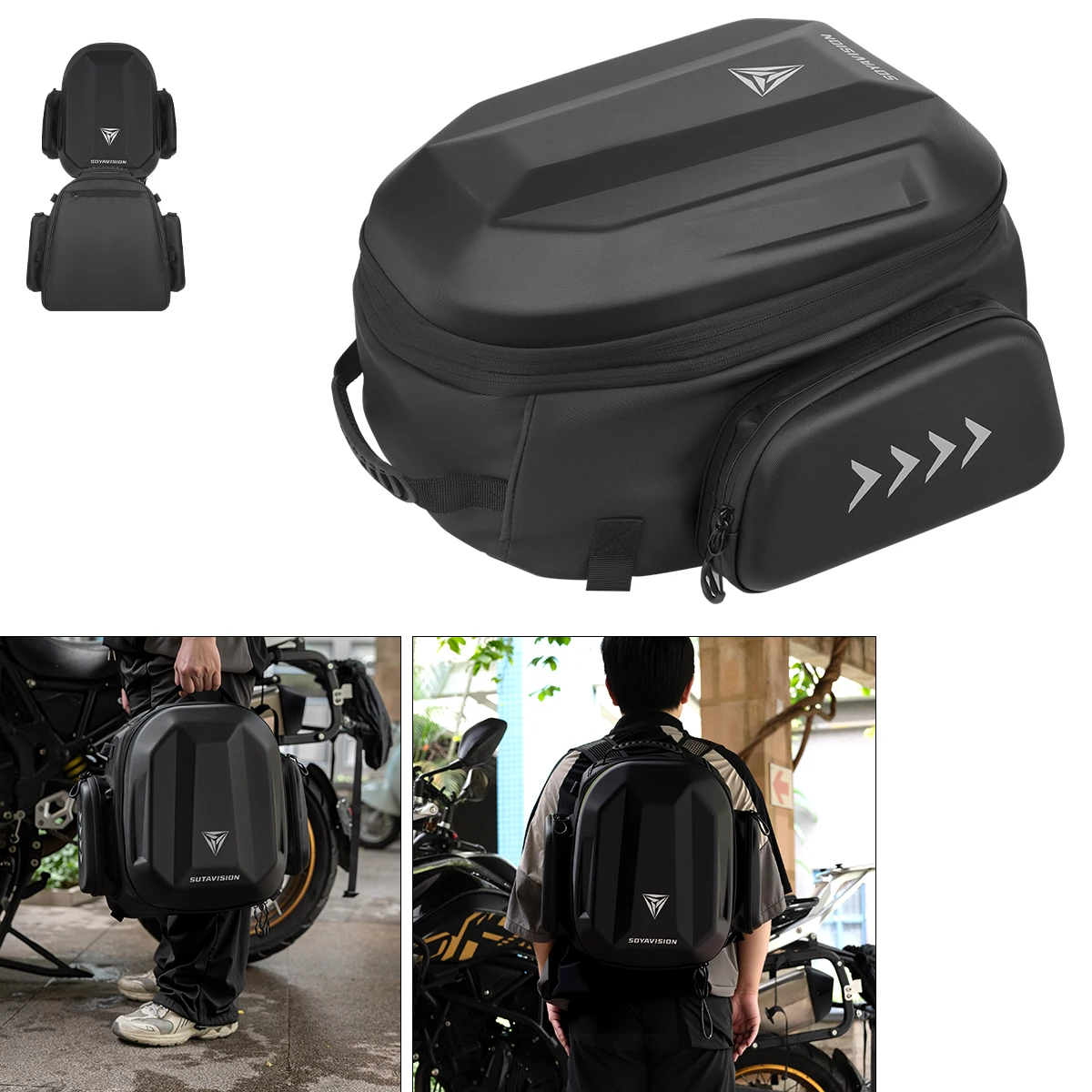 Universal Motorcycle Rear Seat Bag Expandable Motor EVA Hard Shell Backpack Outdoor Motocross Trunk TailBag Pannier Luggage
