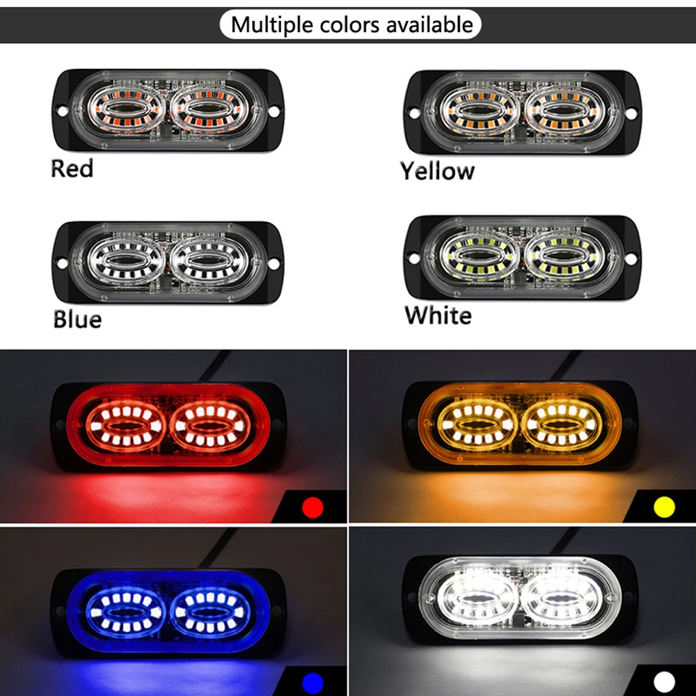 Car Strobe Warning Light 24 LED Grill Flashing Breakdown Emergency Light For Car Truck Trailer 12-24V Side Beacon Lamp