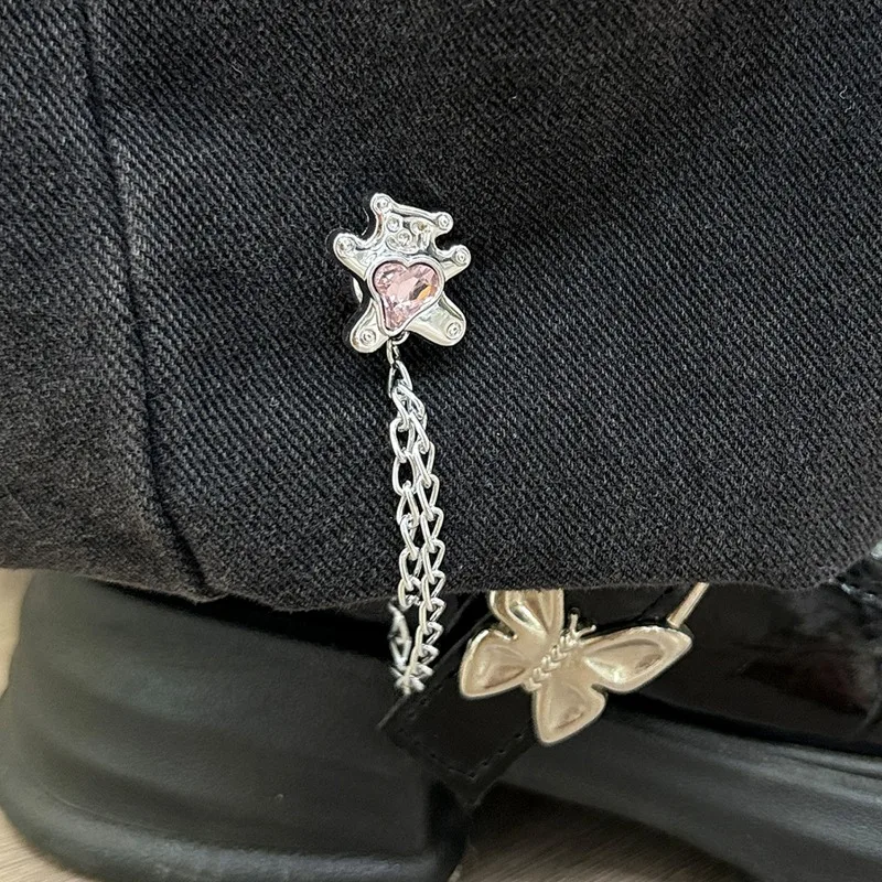 10 Peças de Clipes Magnéticos Multifuncionais para Roupas com Corrente, Botões de Metal com Borla, Clipe para Enrolar Calças, Liga Metálica para Ajustar Pernas de Calças e Shorts
