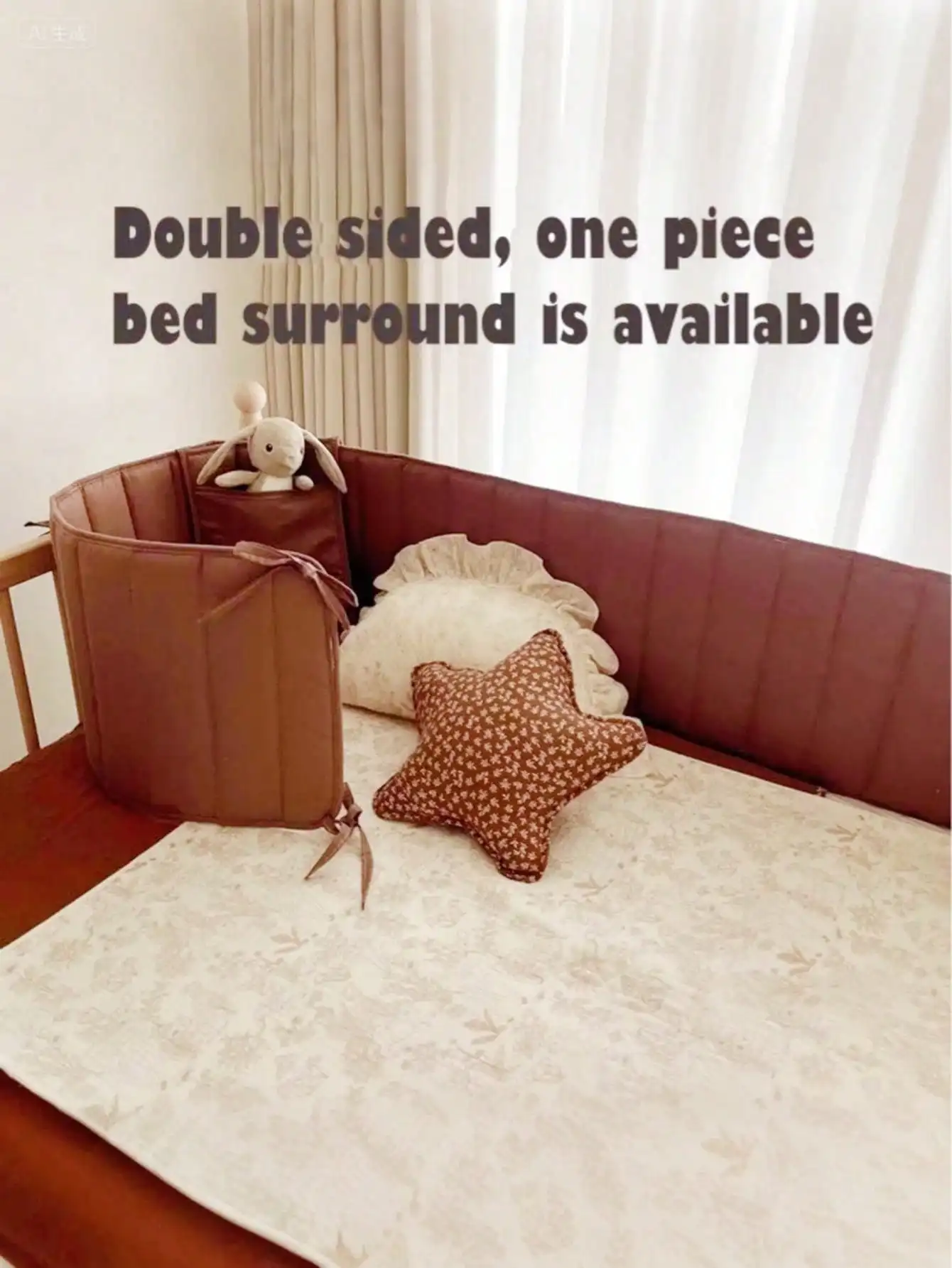 

Двусторонний защитный бампер для детской кроватки 180 см/шт., осенне-зимний, теплый, с мультяшным принтом, противоударная подушка