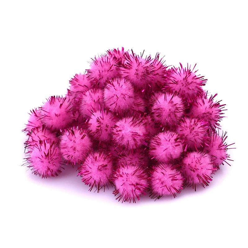 100pcs Colored Glitter Balls pompom Furry Balls Kids DIY Craft Supplies Handmade Creative Decoration Materials pom poms KQ001