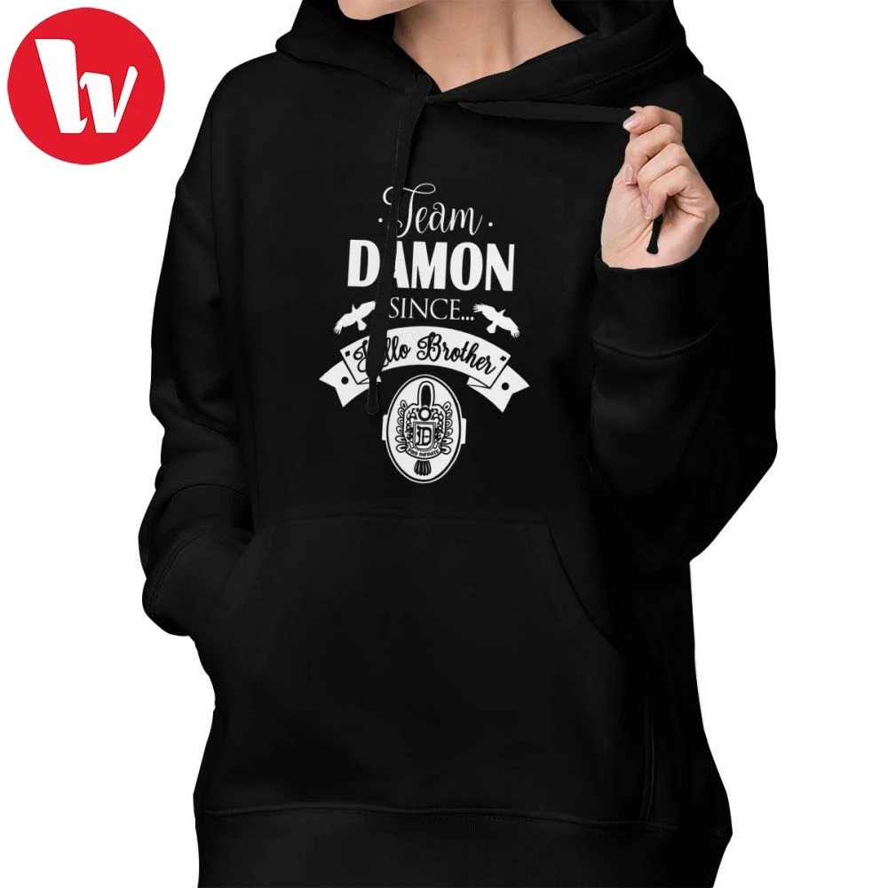 The Vampire Diaries Hoodie Team Damon Since Hello Hoodies Sexy Streetwear Hoodies Women Cotton Printed Pullover Hoodie