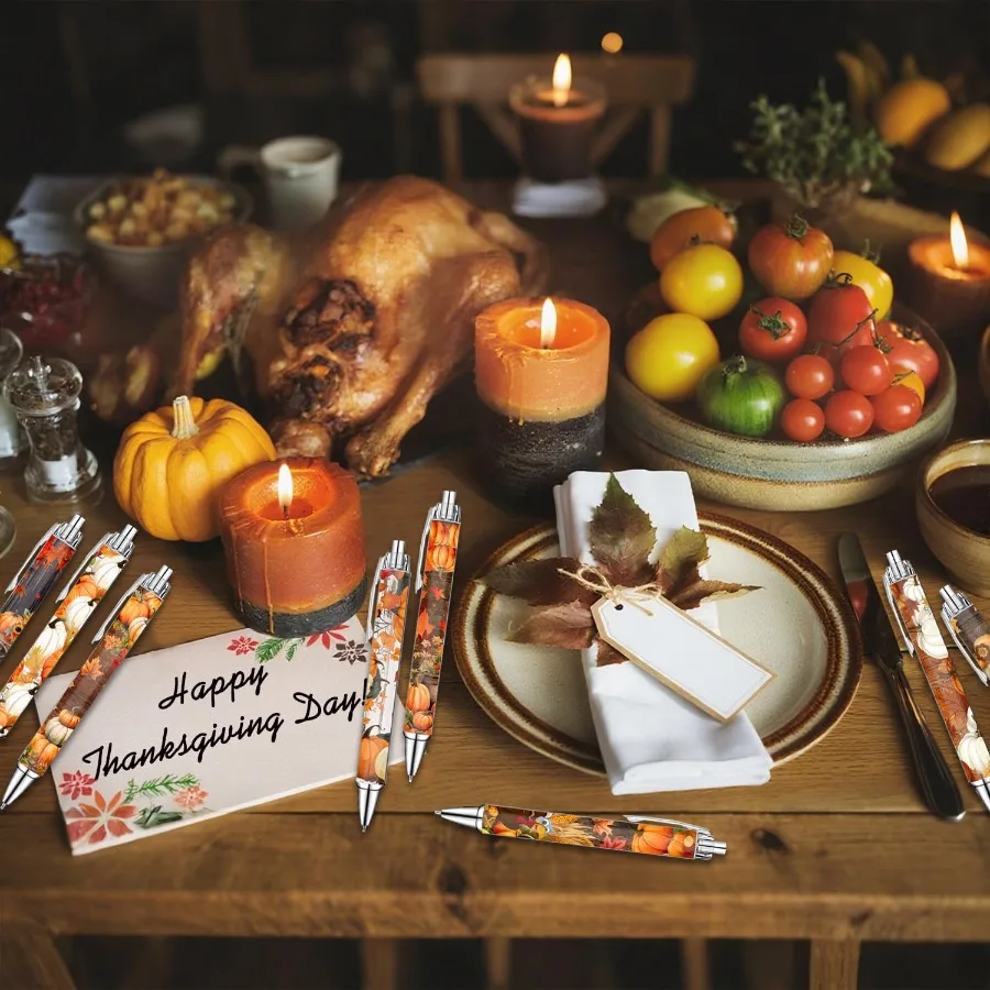 مجموعة أقلام عيد الشكر أقلام حبر جاف ذات طابع سقوط احتفالي للفتيات والطلاب والقرطاسية أقلام كتابة سلسة للرحلات