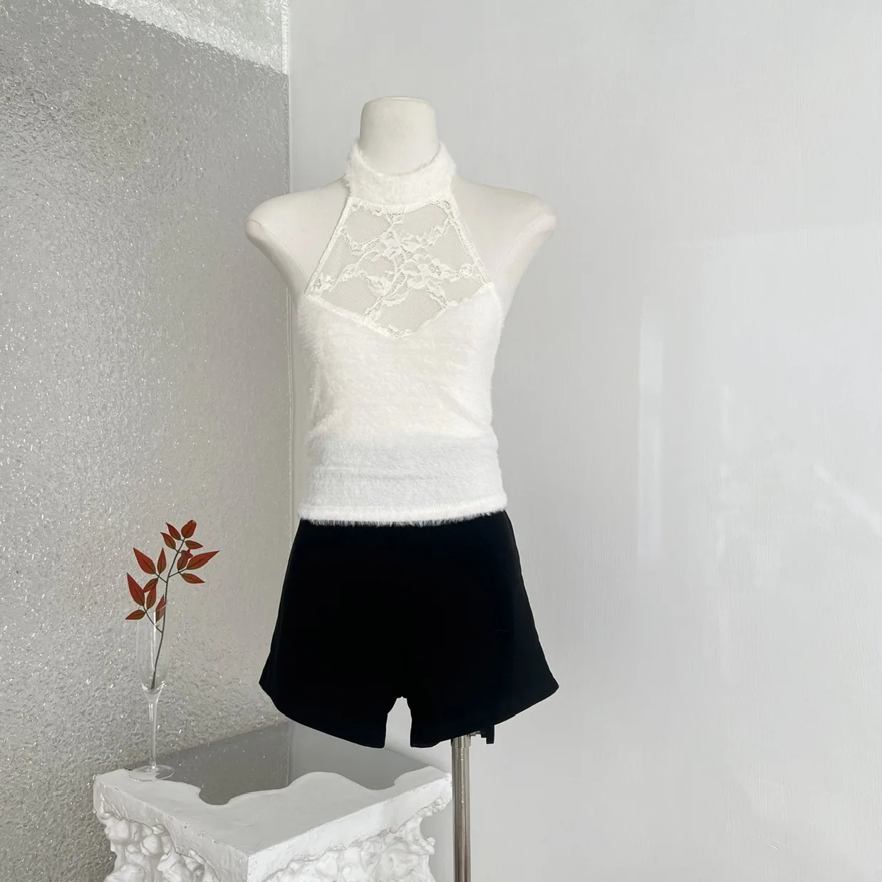 Wiosna 2026 Pure Desire Koronkowa Wstawka Przezroczysta Bluzka typu Top Damska Odzież Wierzchnia Długość ort Poliester