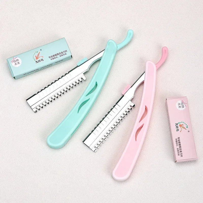 Karsyngirl 1 個折りたたみ眉毛トリミングナイフホルダーポータブル眉毛トリマー顔かみそり美容メイクツール