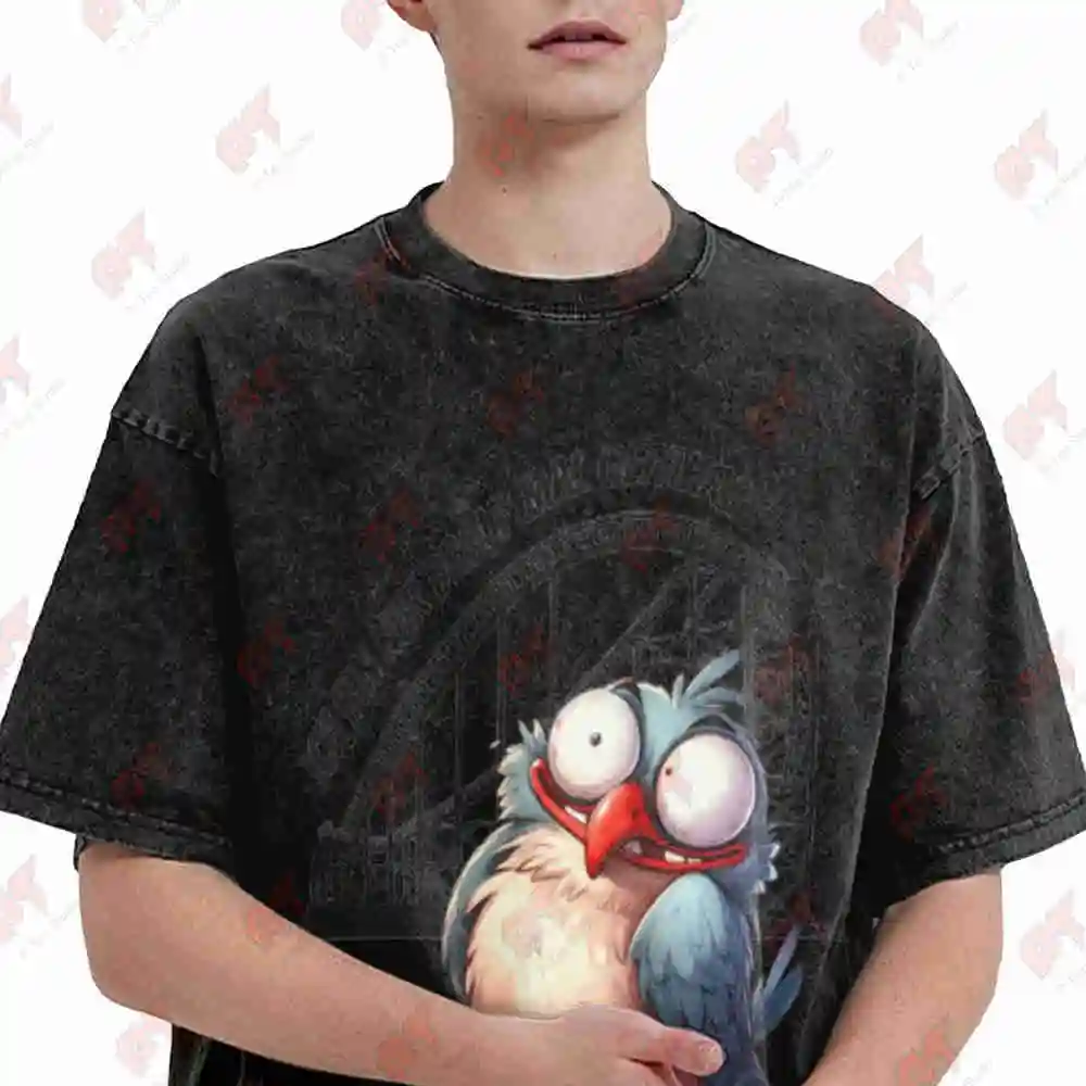 Roller Coaster Amusement Park Vintage Washed Tee Pure Cotton T-Shirt