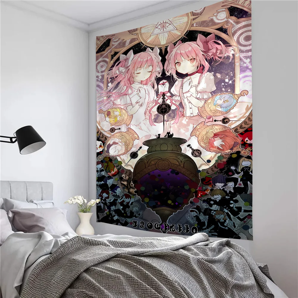 Puella Magi Madoka Tapestry Anime Tapestry Hanging Tarot Hippie Wall Rugs Dorm Wall Hanging Sheets