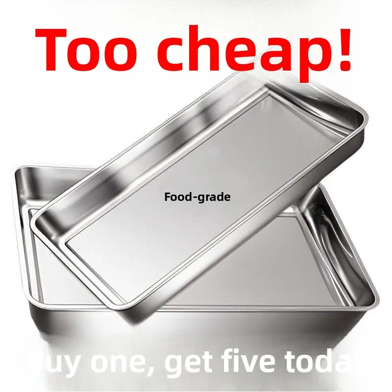 Stainless Steel Rectangular Trays for Cooking And Serving Food Commercially 5 Pieces per Order Dish Trays Rectangular Platters
