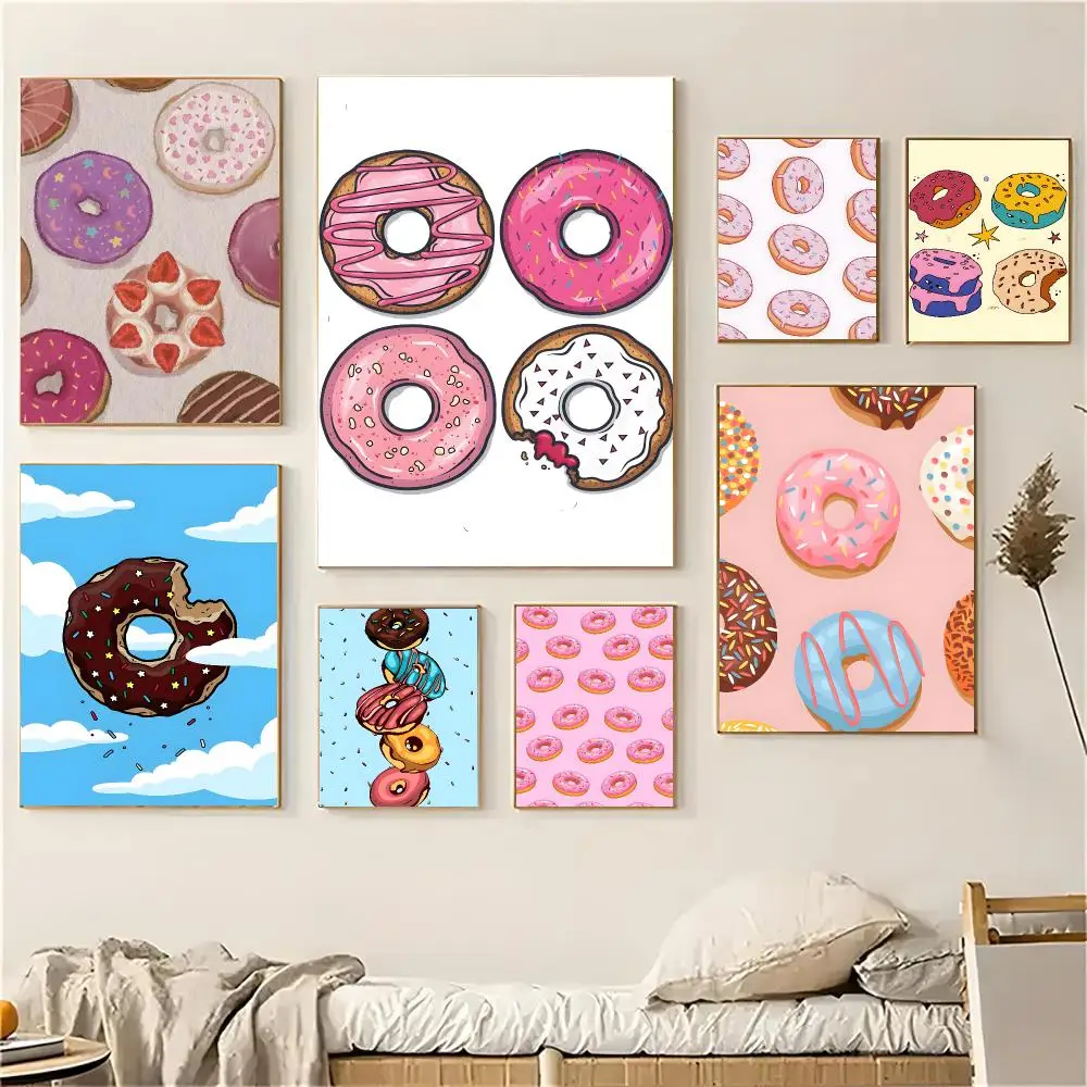Food Doughnut Poster Self-adhesive Living Room Bedroom Party Bar Decor Moisture-proof Fade-resistant HD