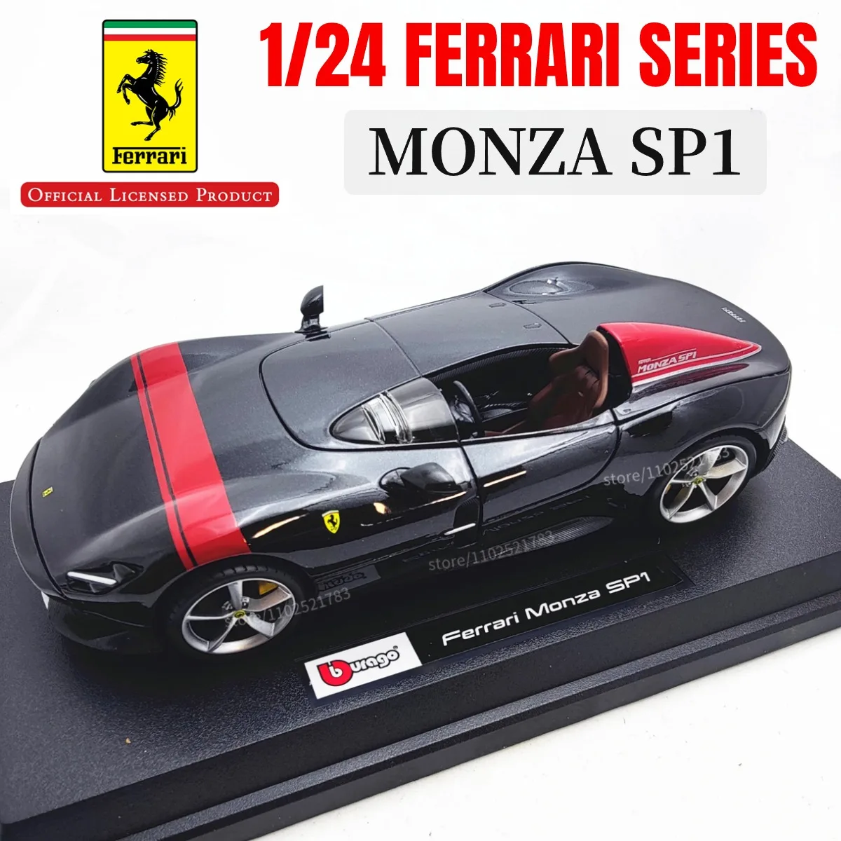 Bburago-réplica de modelo de coche Ferrari 1:24, juguete con licencia oficial a escala 458, 488, SF90, Laferrari, arte en miniatura fundido a