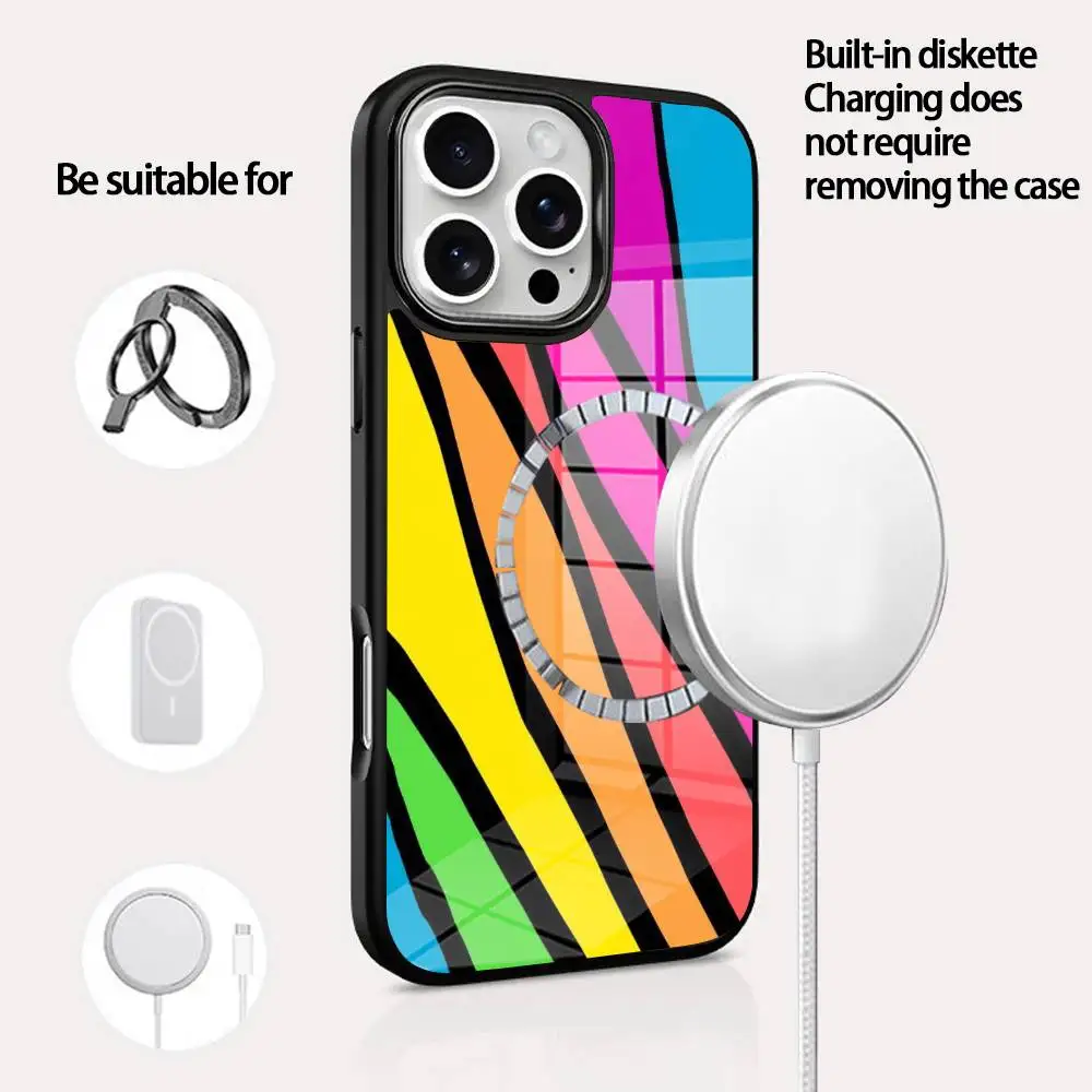 

Zebra Fashion Stripes Phone Case For IPhone 16 15 14 13 12 11 Pro Max Plus Mini Magsafe Mirror Wireless Magnetic Cover