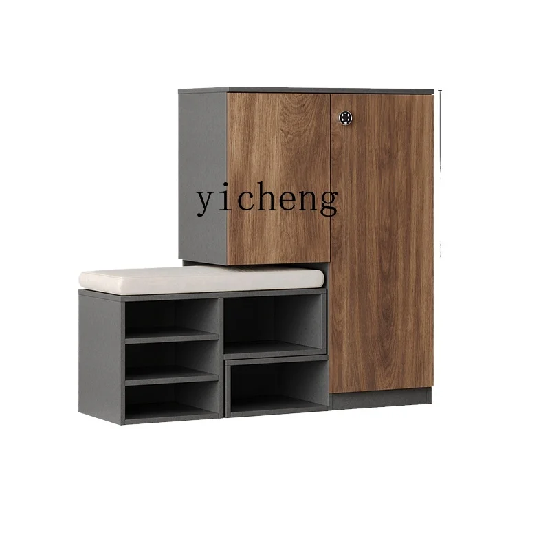 

TQH household door with shoe change stool integrated cabinet custom entry password lock shoe cabinet solid wood elevator