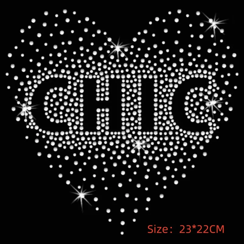 

Heart Hot Fix Rhinestone Motif Iron on Bling Transfer Designs Craft Rhinestones Fix for Clothing Accessories