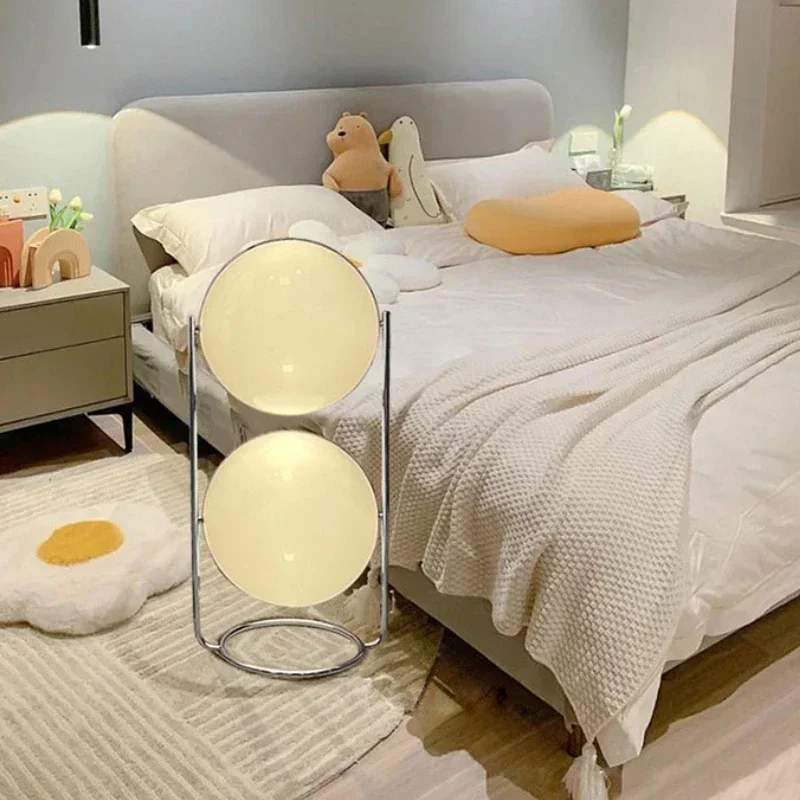 SANDYHA Nordic LED Floor Lamps for Living Room Bedroom Bedside Lights White Acrylic Ball Design