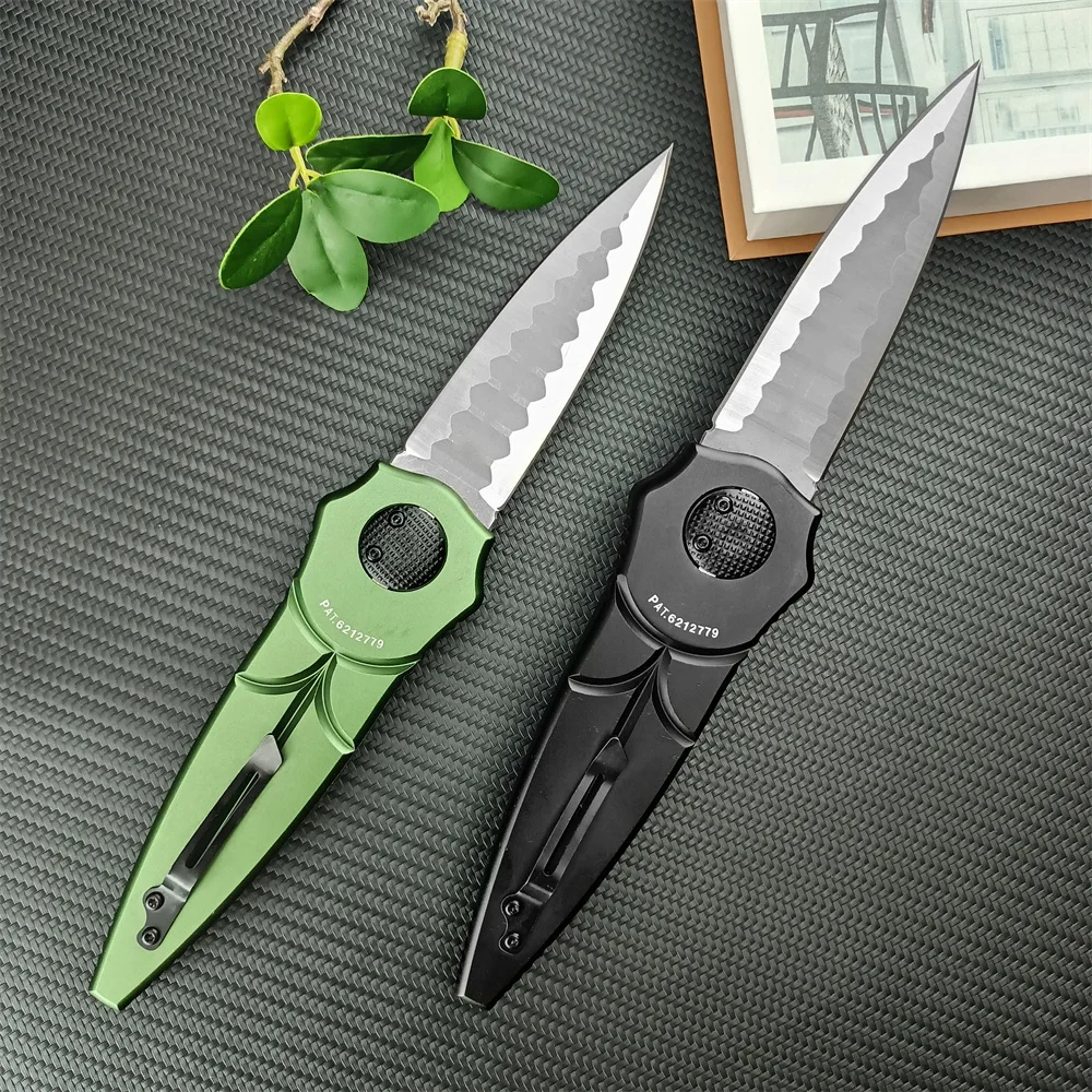 High Quality EDC PARAGOD Piranha Outdoor Tactical Folding Knife D2 Blade Aluminum Alloy Handle Camping Hunting Pocket Knives