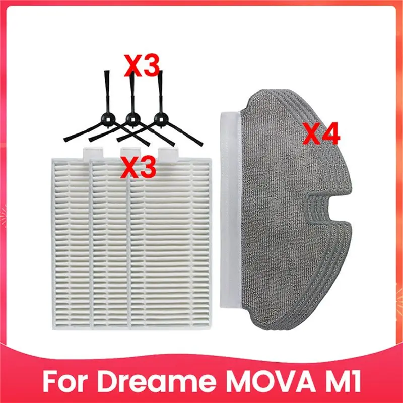 Kit de brosse latérale, chiffon et filtre pour aspirateur Robot Dreame MOVA M1, accessoires, pièces de rechange, A67P-10PCS