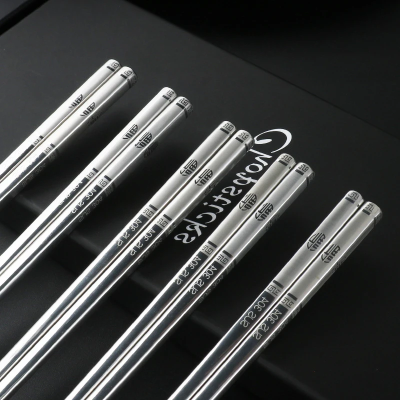 

Food Grade Stainless Steel Chopsticks Set, Household Chopsticks, High-Grade Thick Non-slip, Anti-ironing Gift, 316L, 304, 5Pairs