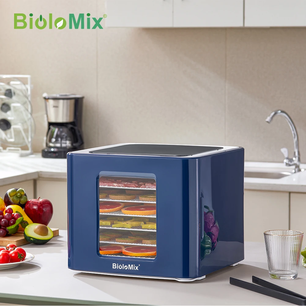 BioloMix 6 Trays Food Dehydrator with Digital Temperature and Time,LED Touch Control,Dryer for Fruit Vegetable Meat Beef Jerky