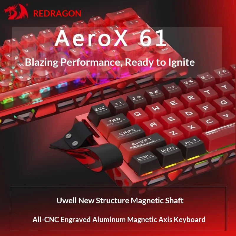 REDRAGON AEROX61 Wired Magnetic Switch Mechanical Keyboard with 0 Dead Zone Aluminum Alloy Pile RGPPC Gaming Esports Keyboard