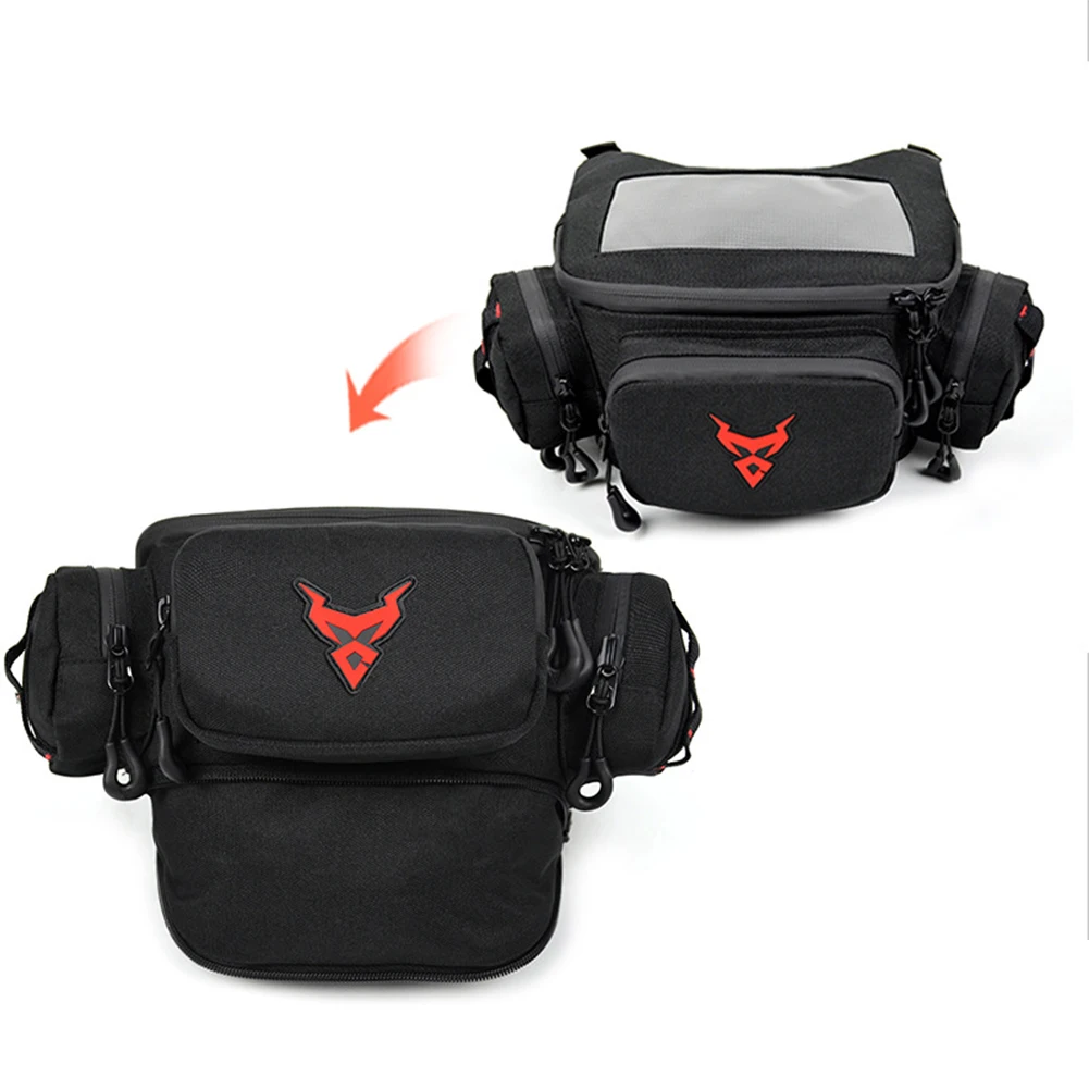 Motorcycle Handlebar Bag Waterproof Large Capacity Front Storage Bag with Adjustable Strap Reflective Strips for Motorbike Bike