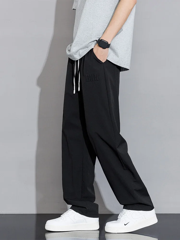 2025 ฤดูร้อนผู้ชาย Sweatpants ไนลอนน้ําหนักเบา Spandex ผ้าไหมน้ําแข็ง Cooling กางเกง Quick Dry ตรงกางเกงกีฬา