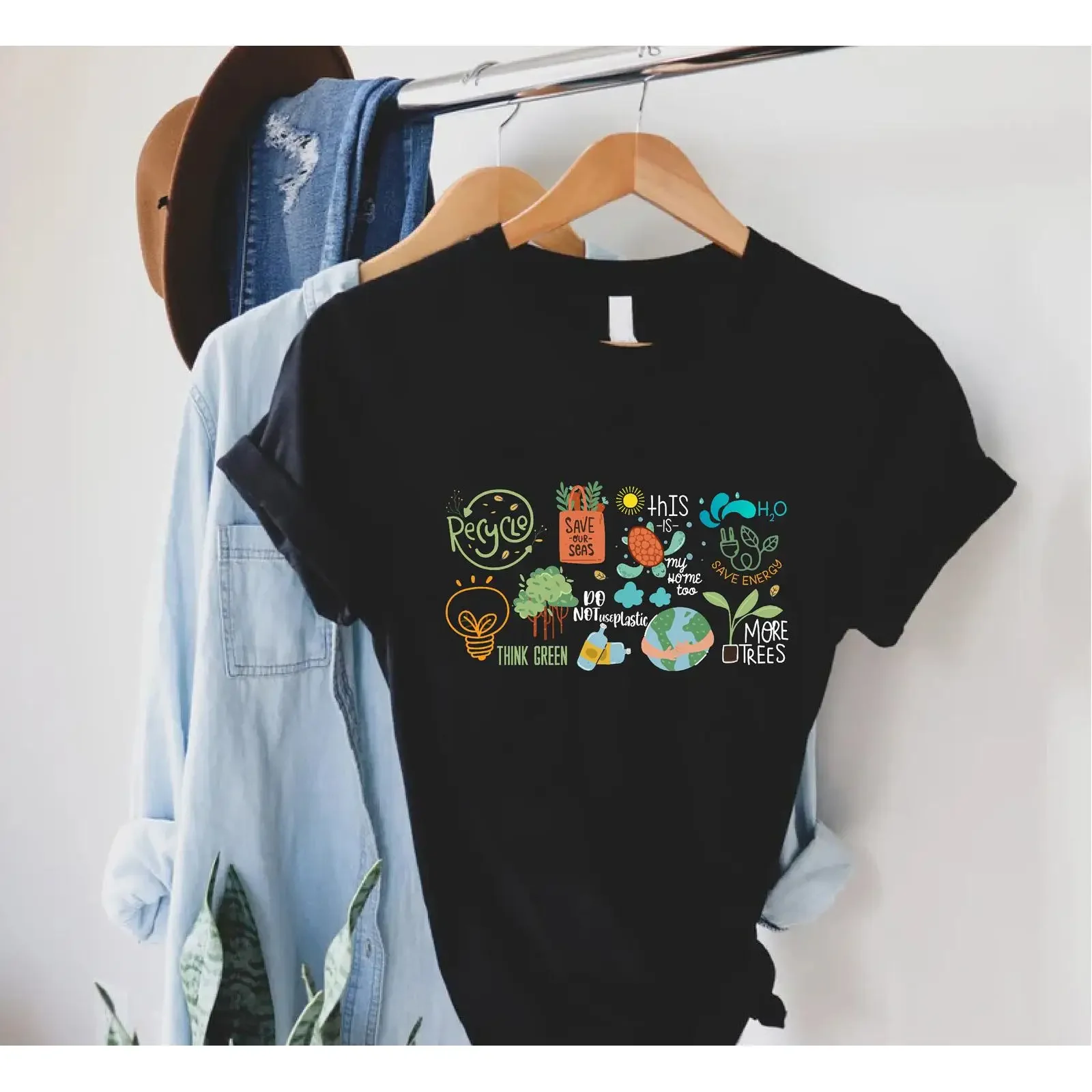 Eco Environmental Protection Save The Planet T Shirt World Earth Day Recycle Think Green Climate Change For Activist vintage