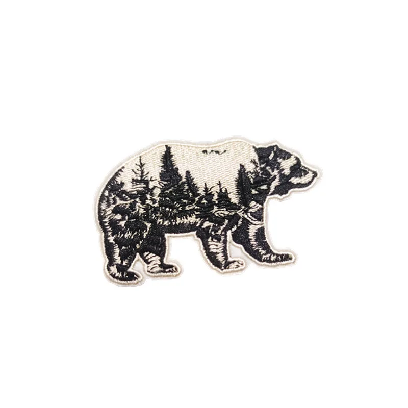 

Chicago Bear Iron On Embroidery Patches Colorful Bear and Mountains Adventure Outdoor Sew On Patch for Clothes Hats Bags