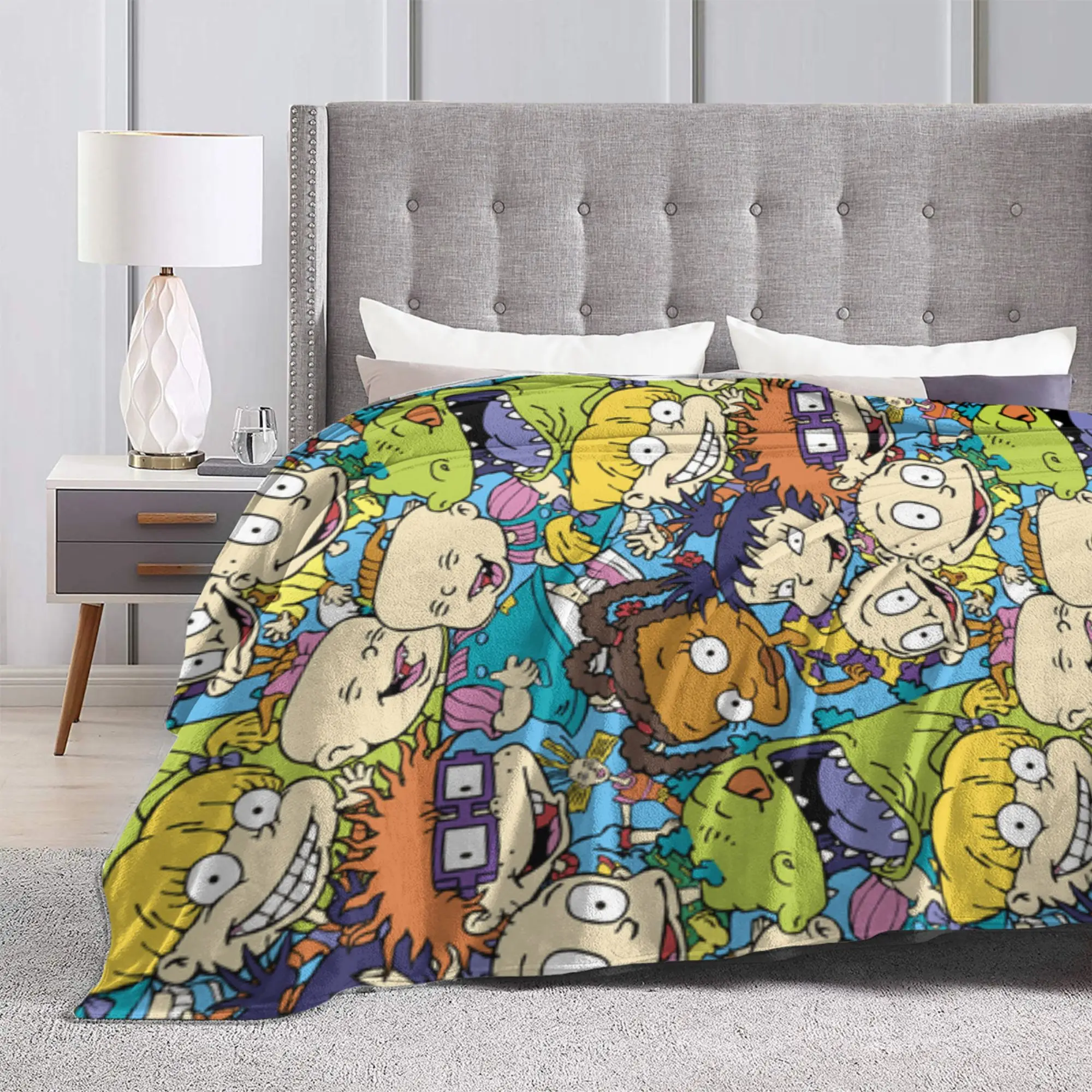 Rugrats 90s إحياء شخصية بطانية التخييم الفانيلا رمي بطانية للأريكة كرسي دافئ مخصص لتقوم بها بنفسك جودة المفرش هدية
