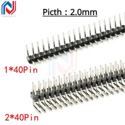 10pcs /Lot 2.0mm Pitch 2.0 Male Single/ Double Row Curved Needle Pin Header 1x40 2x40 Pin Connector 2.00mm 90 Degrees