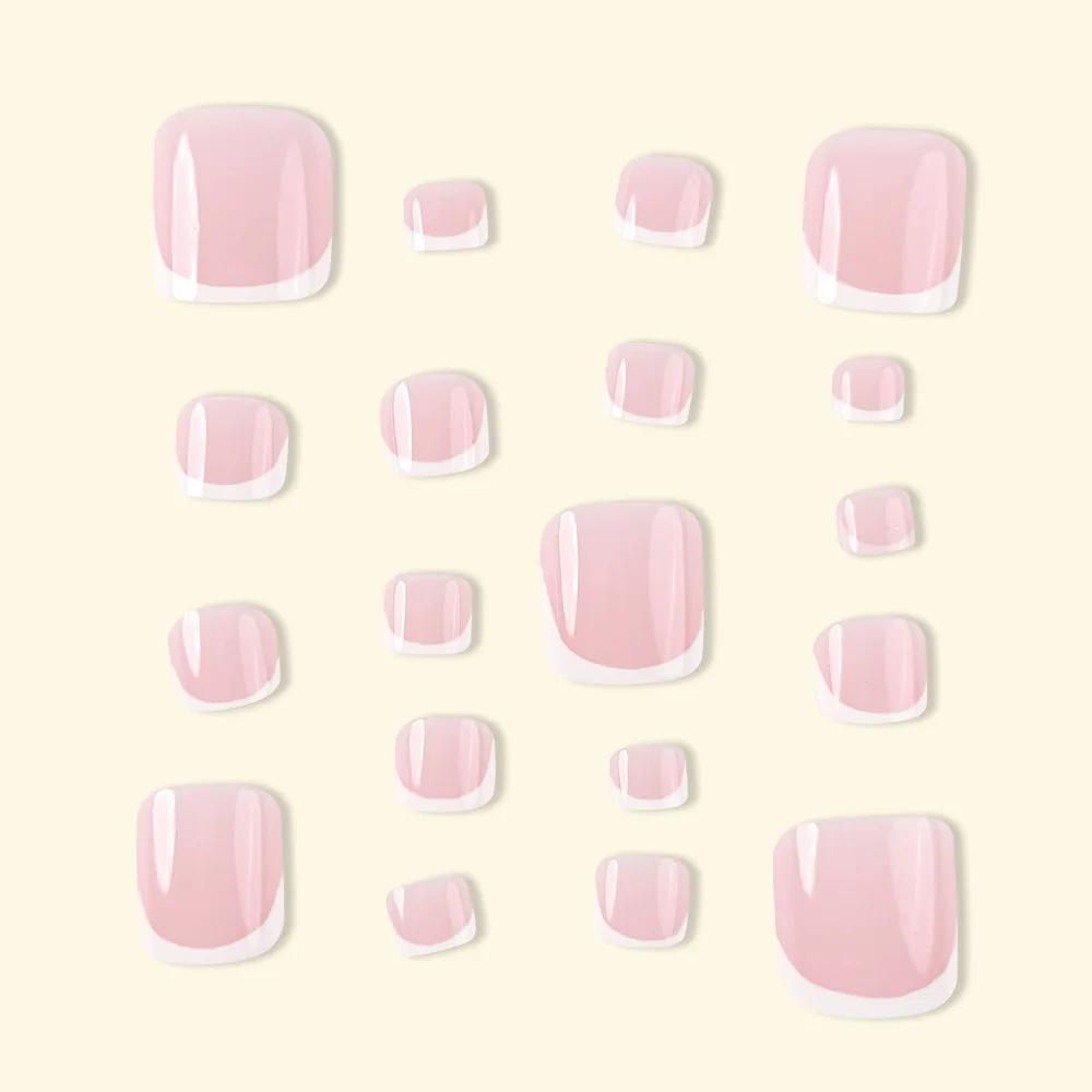 Buy in Bulk Pay One Shipping Fee Only 24PCS French Design Fake Toe Nail Press on Toe Nail False Nails Acrylic Reusable Toe Nail