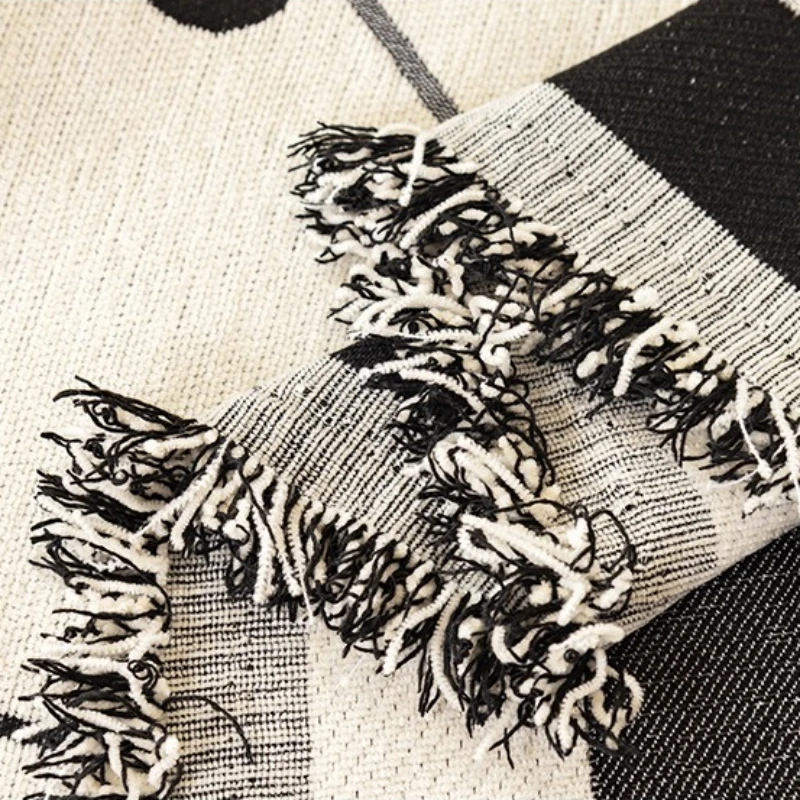 Asciugamano per divano in ciniglia geometrica jacquard Simplized Clover con nappe, per copridivano del soggiorno,