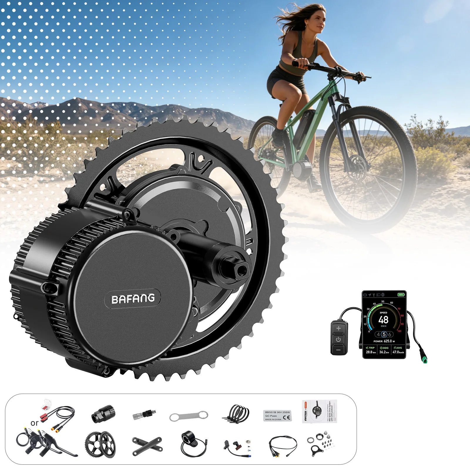 Side Hung Mid Drive Motor Kit - BAFANG 36V 500W 350W 250W ミッドドライブモーター電動自転車変換キット