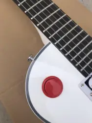 Buckethead Signature LP Electric Guitar with Red Button Design, Skull Pure White Lacquer, Solid Mahogany Solid Wood Body