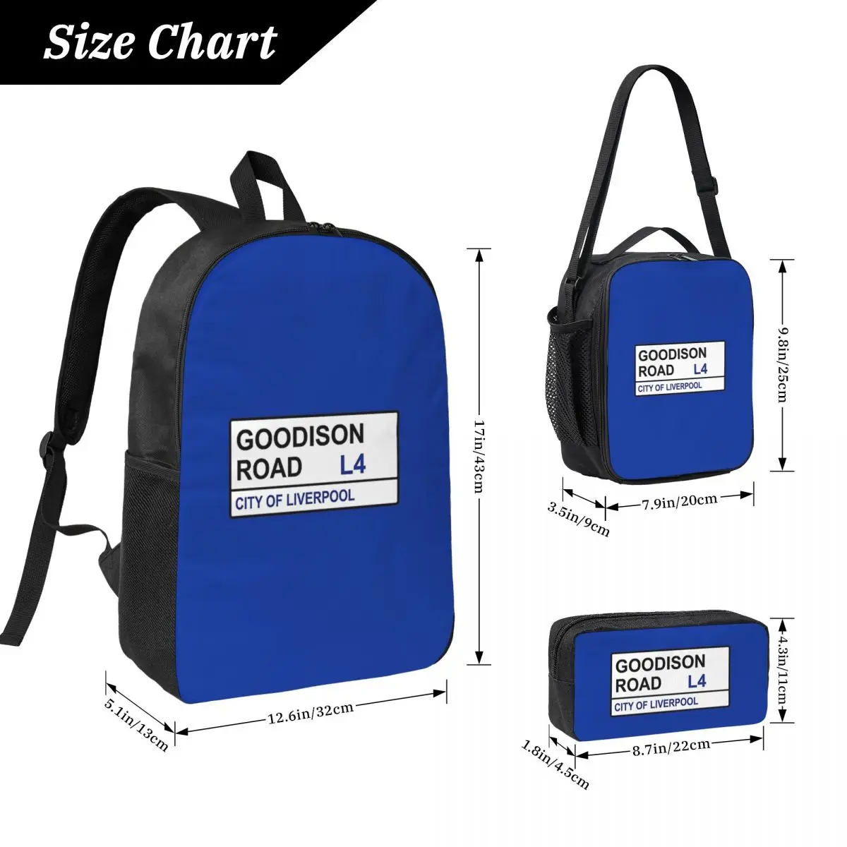 Everton Football Team Goodison Backpack Boys Girls BookBag School Bag Laptop Shoulder Bags 3ps Insulated Lunch Bag Pencil Case