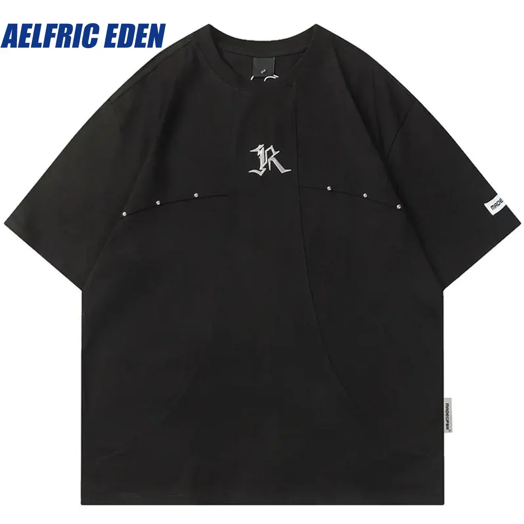 Aelfric Eden Men Oversized T-Shirt Hip Hop Letter Print Short Sleeve Tshirt Streetwear Summer Harajuku Loose Cotton Shirts Tees