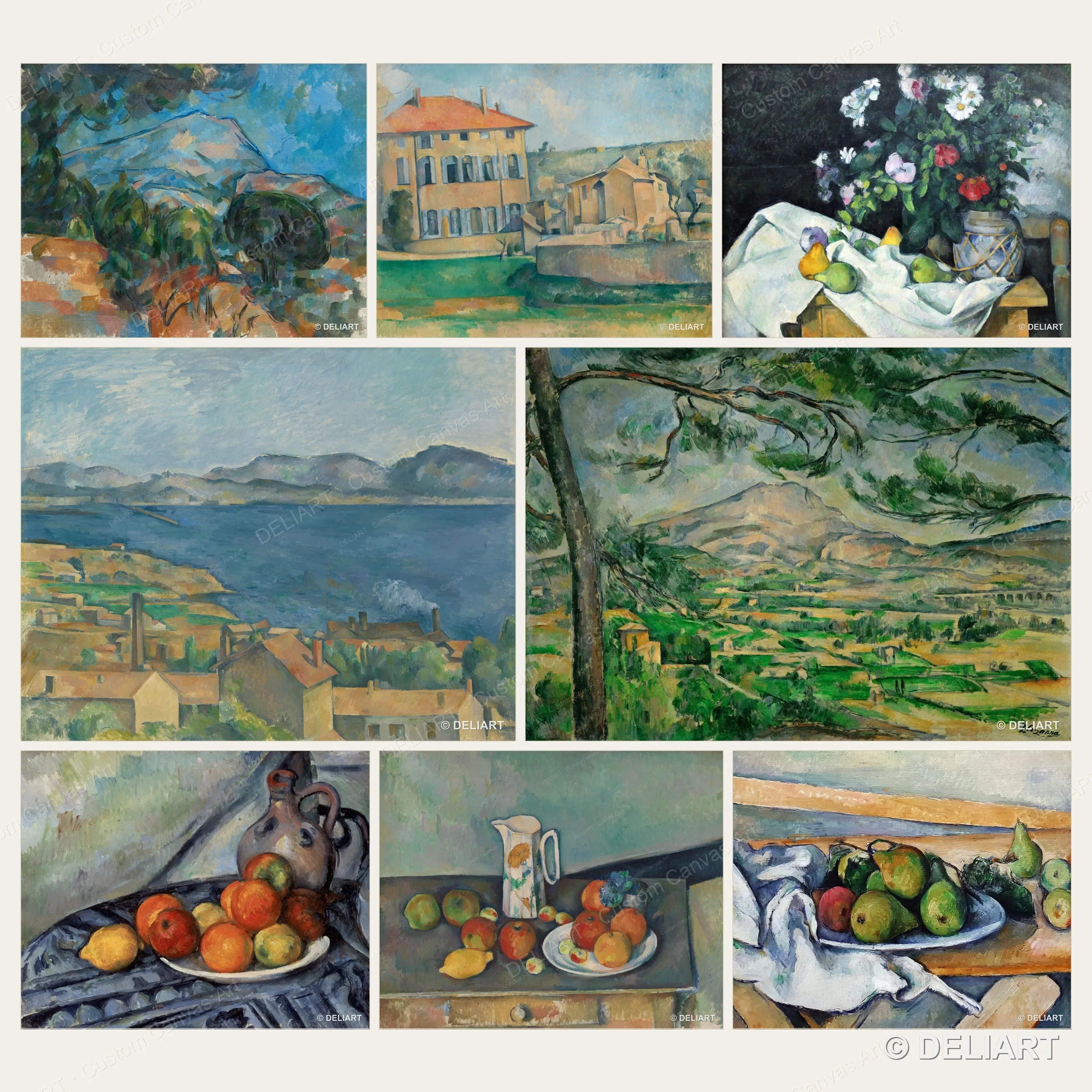 1 PC Cezanne Canvas Wall Art Still Life Fruit Mont Sainte-Victoire Provence Landscape Post Impressionist Kitchen Decor Unframed