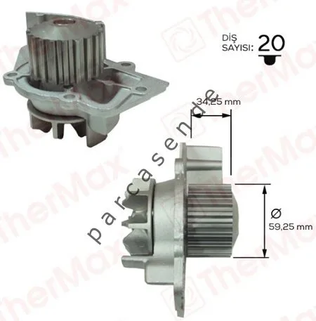 DEVİRDAİM WATER PUMP DATING-BERLINGO-EXPERTI-JUMPY 1.9D 00-09 424920994