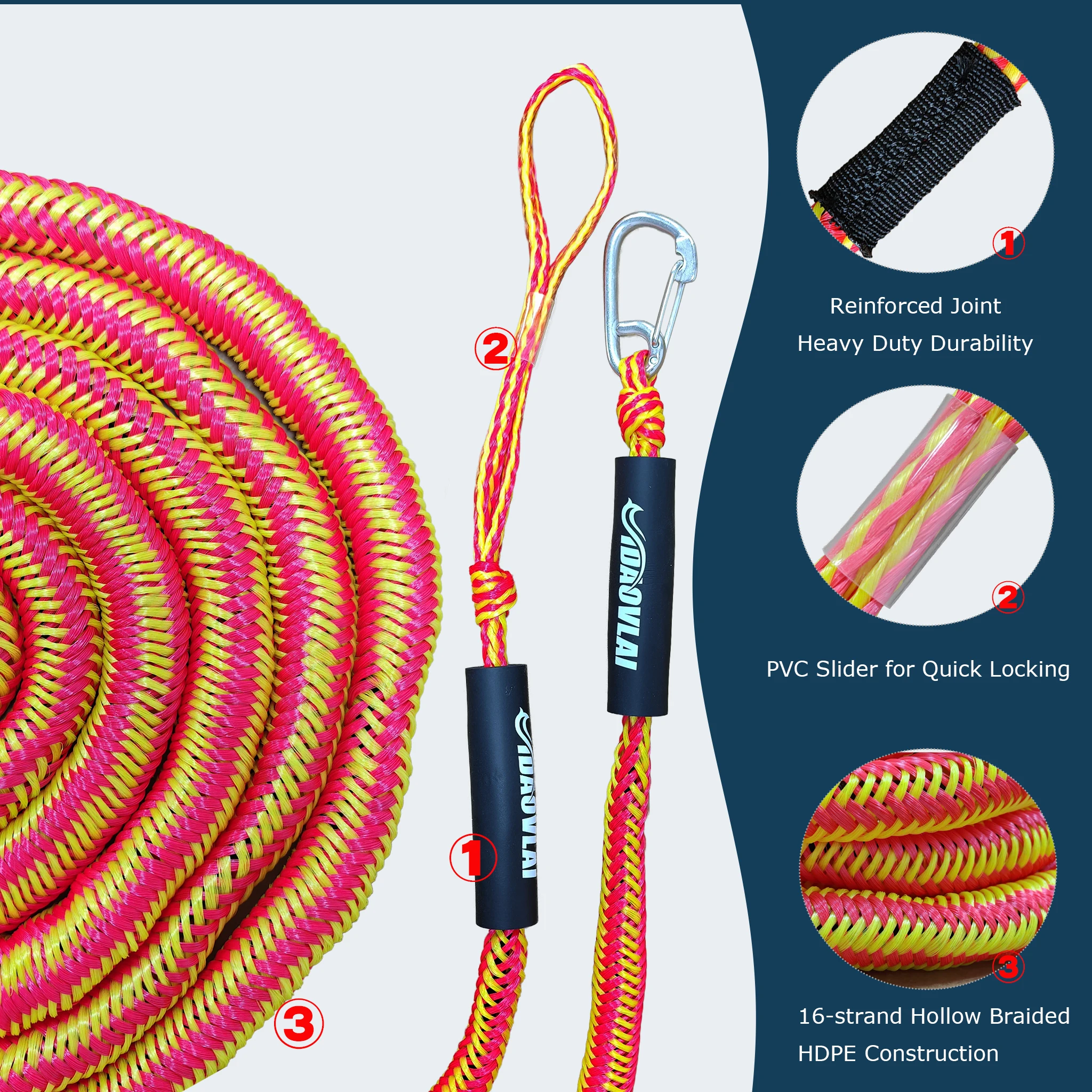 IDAOVLAI Jet Ski Special Bungee Dock Line, 7ft Mooring Rope with Stainless Steel Hook, for Kayak RIB Small Fishing Boats - view 4