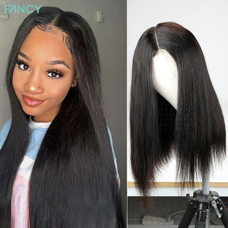 Fancy 18 Inch Straight Bobo Wigs for Women Virgin Brazilian Bob Human Hair Wig with Baby Hair 2x6 Lace Closure Wig Central Part